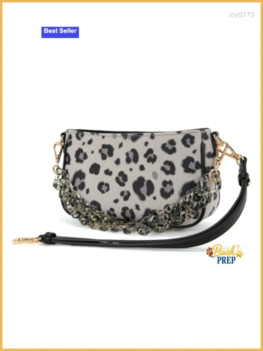 Wrangler Cheetah Print Hobo Bag with Leather & Acrylic Straps Faux Leather